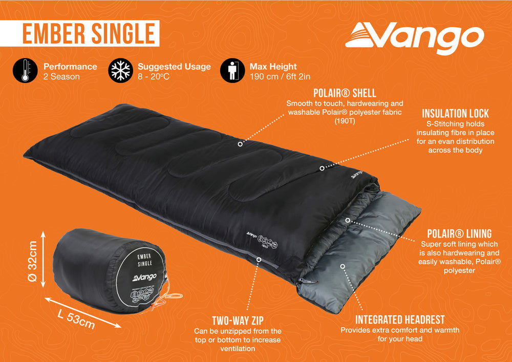 Vango Ember Single Sleeping Bag – Ink Blue